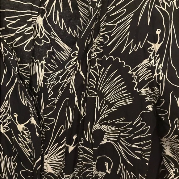 Anthropologie Maeve Black and White Birds Button Up Top - Picture 5 of 6